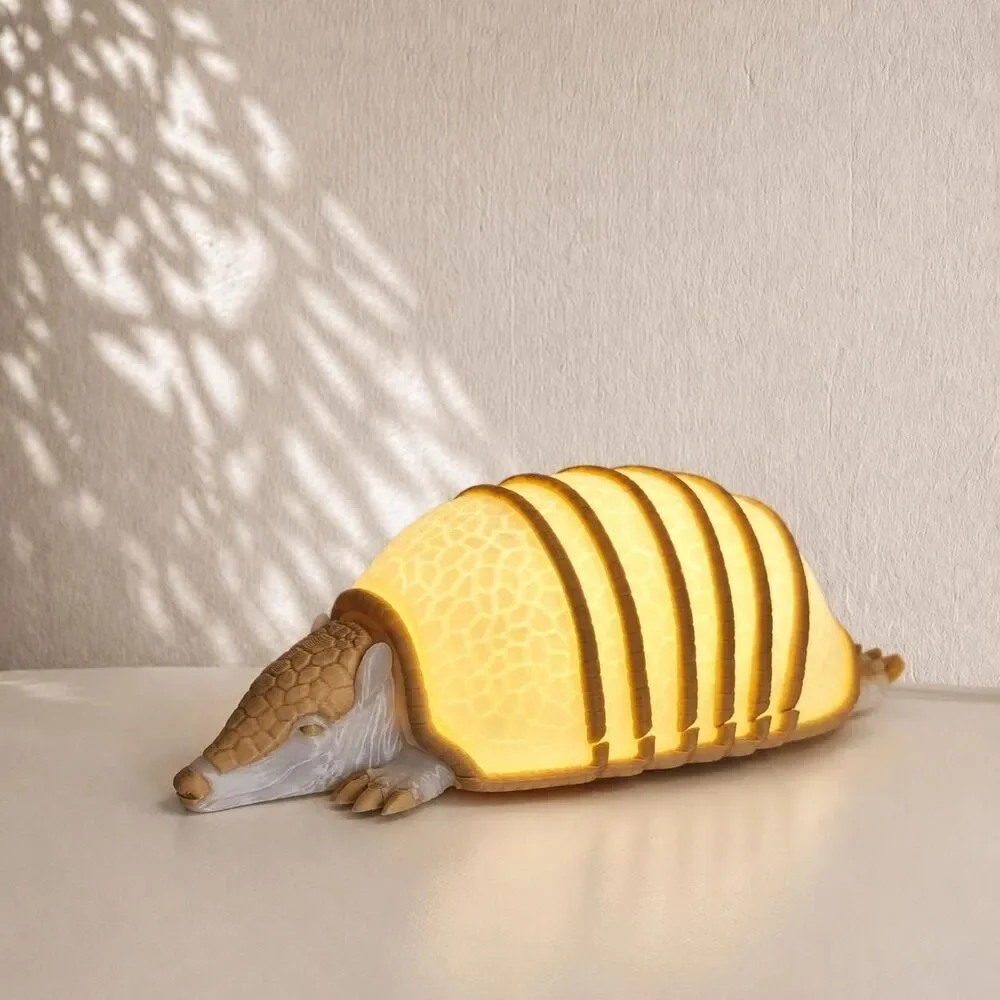 3D Printed Armadillo Lamp, Glowing Shell Night Light, Armadillo Accent Light